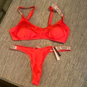 NWT Victoria Secret Red Thong Bikini never been worn.
